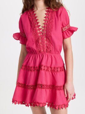 Peixoto Embroidered Lace Cover-Up Mini Dress